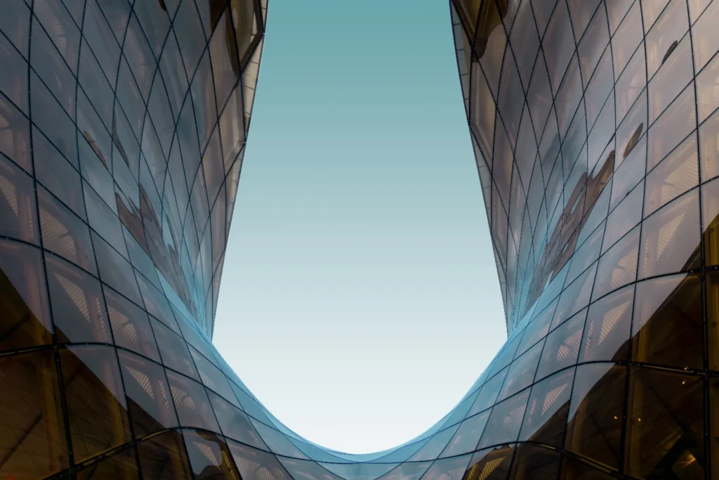 Modern aluminium and glass building facade in the Middle East