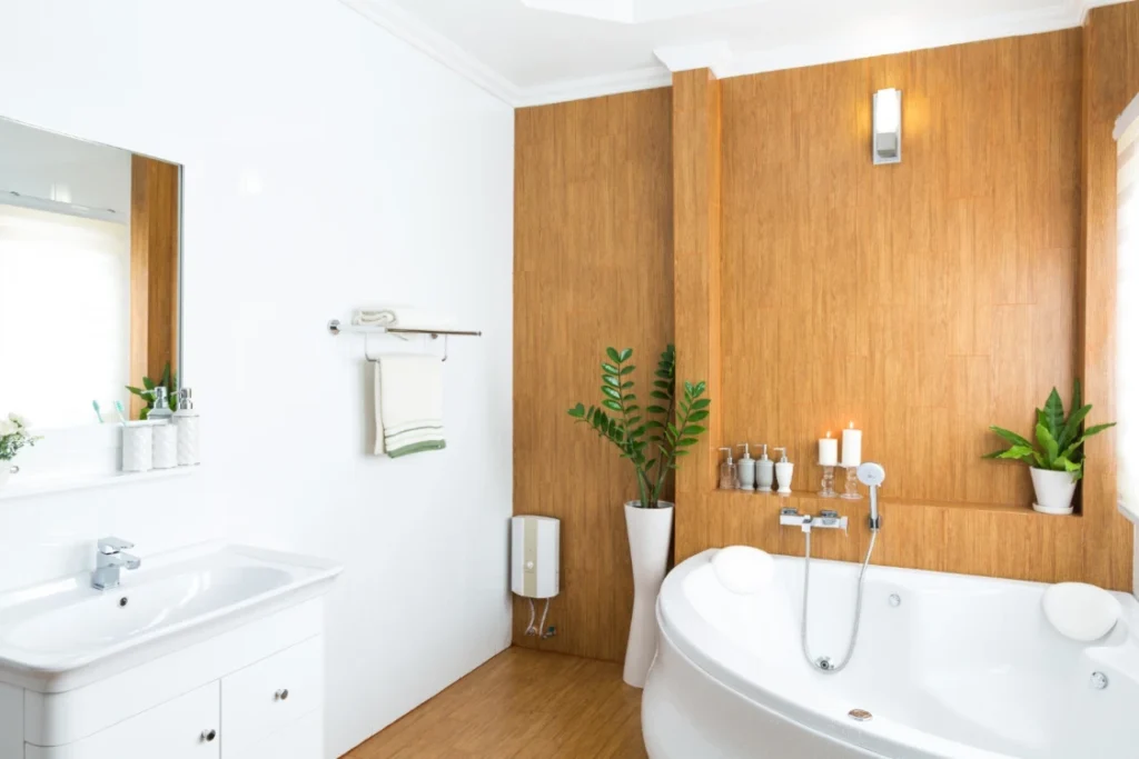 PVC wall panels in modern bathroom for moisture resistance