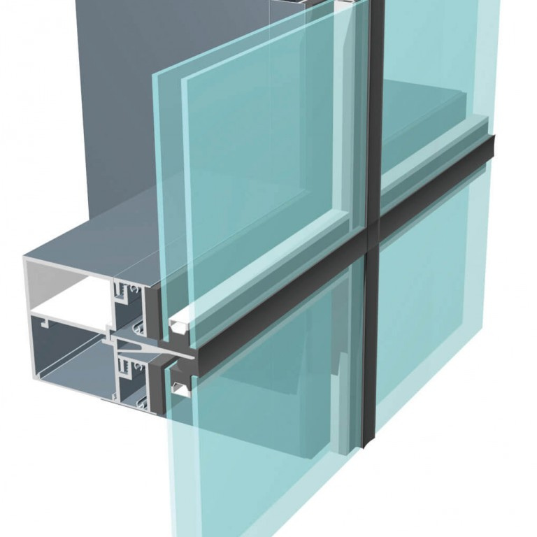 Unitized aluminum and glass facade